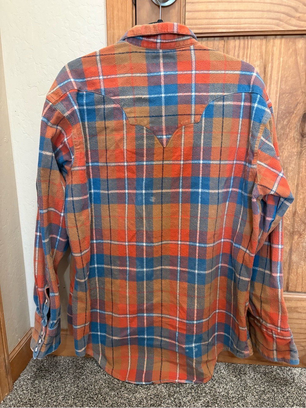 Classic Plaid Button-Down Shirt in Orange, Blue & Brown - Picture 3 of 6
